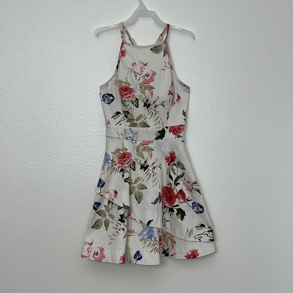 Speechless Womens Juniors Floral Fit & Flare Halter Dress Ivory 7 - Picture 4 of 16